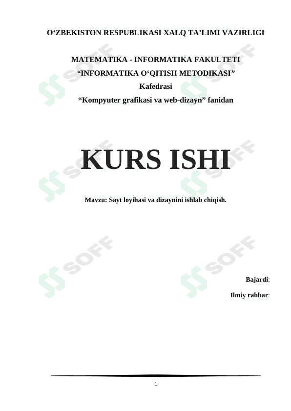 Sayt loyihasi va dizaynini ishlab chiqish