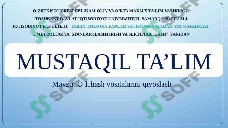 O'lchash vositalarini qiyoslash