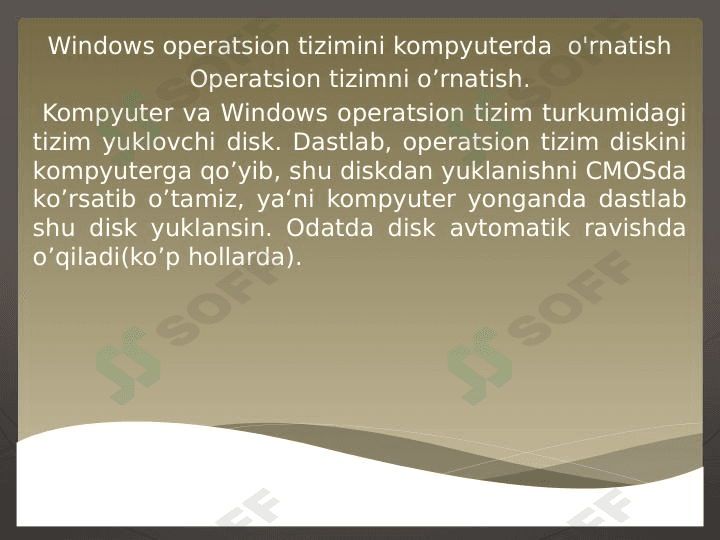 Windows oʻrnatish