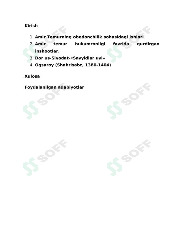 Temuriylar davridagi bunyodkorlik ishlari