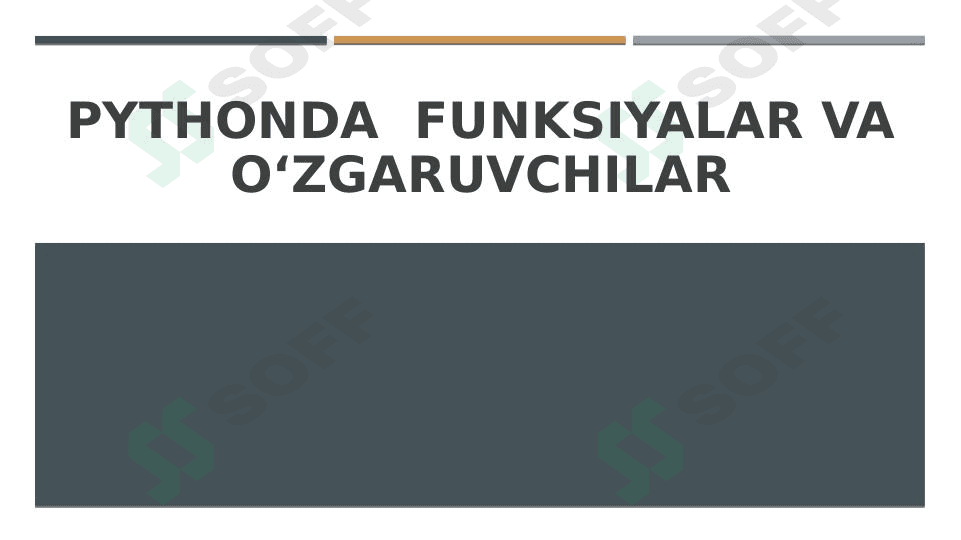 Pythonda  funksiyalar va o‘zgaruvchilar