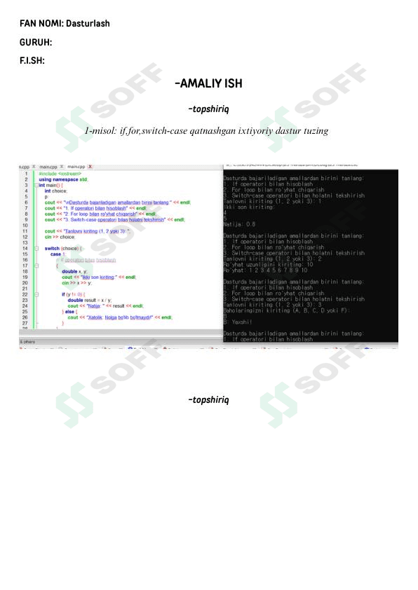 2Dastur C++ dan amaliy mashg'ulot.