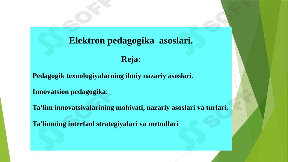 Elektron pedagogika  asoslari.