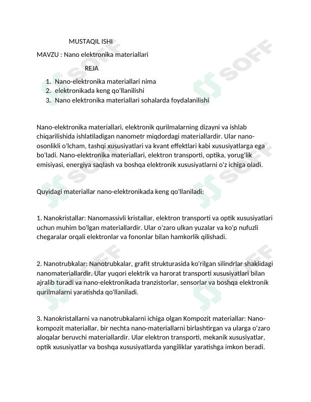 Nano elektronika materiallari