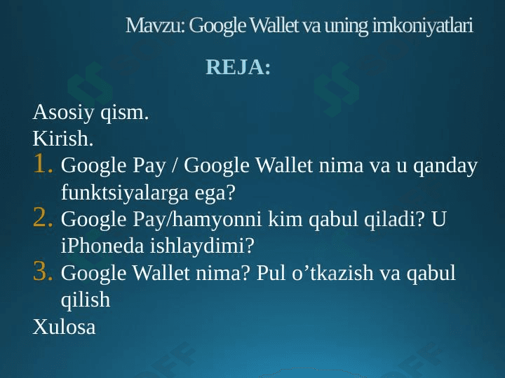Google Wallet va uning imkoniyatlari