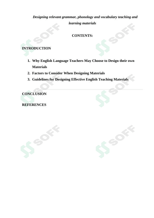 Designing relevant grammar, phonology and vocabulary teaching and learning materials