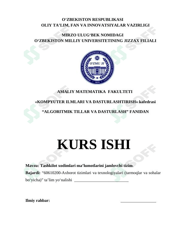 Tashkilot xodimlari ma’lumotlarini jamlovchi tizim
