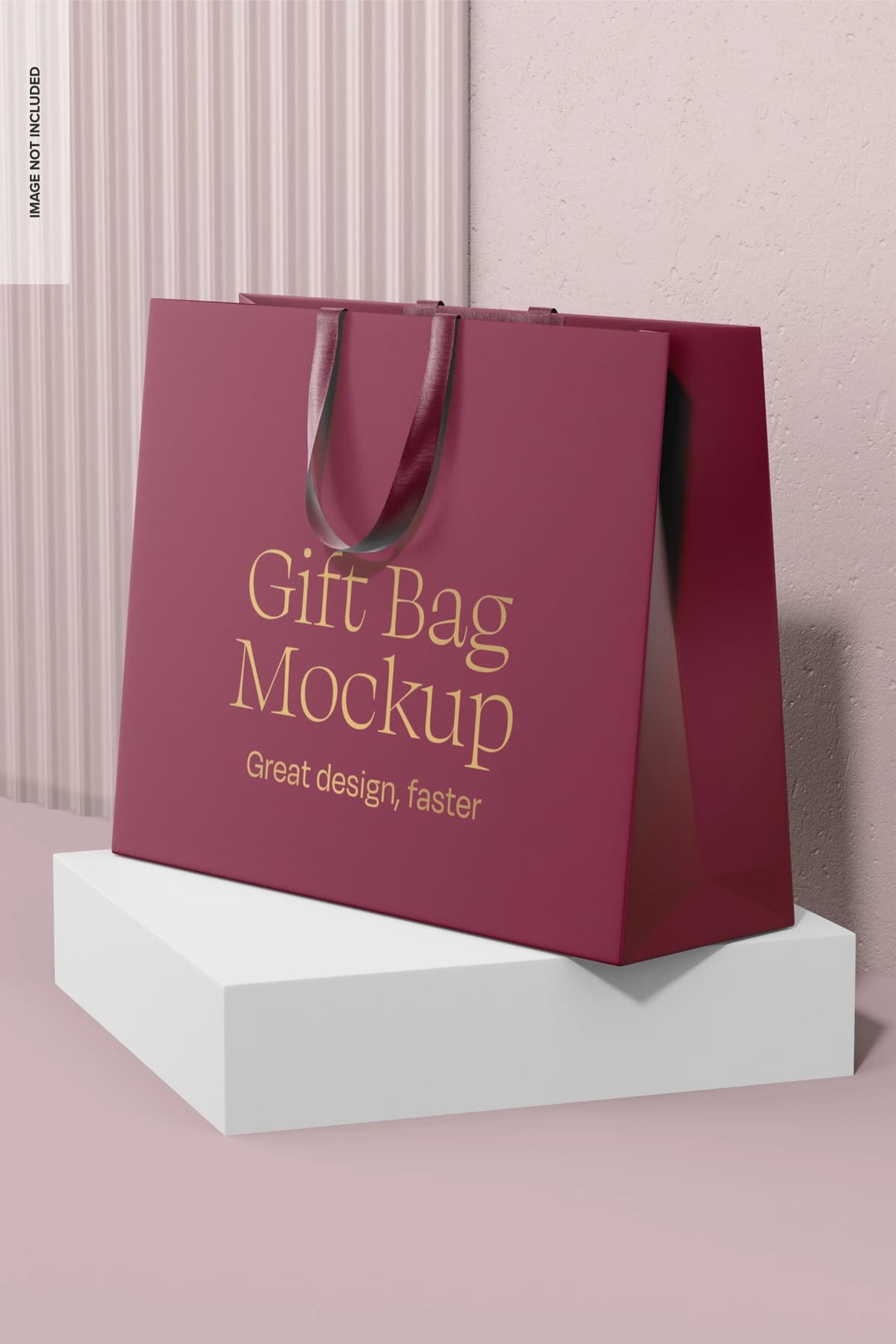 Tutqichli maket istiqbolli nafis sovg'a sumkasi | Elegant gift bag with handle mockup perspective