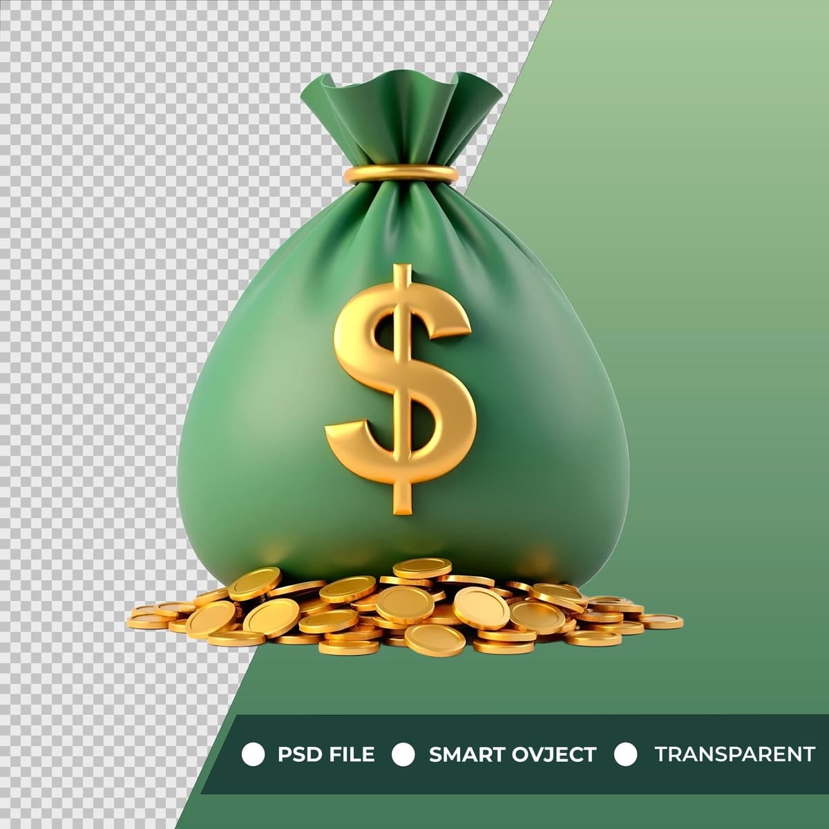 Dollar bilan yashil sumka pul belgisi | Green bag money with dollar sign it