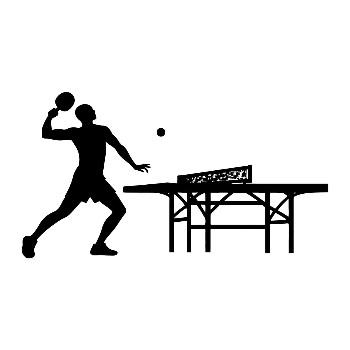 Stol tennisi silueti oq fon | Table tennis silhouette white background
