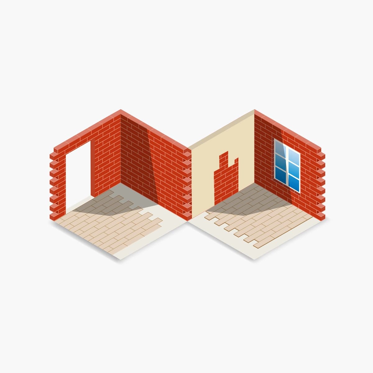 Izometrik rasm qizil g'isht devori | Isometric illustration red brick wall