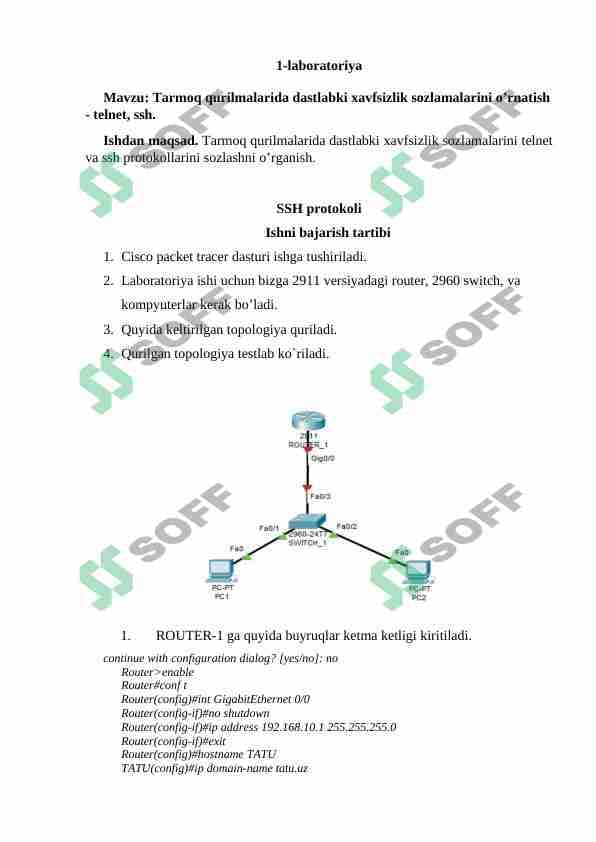 Tarmoqdan 1-2-3 laboratoriya ishlari
