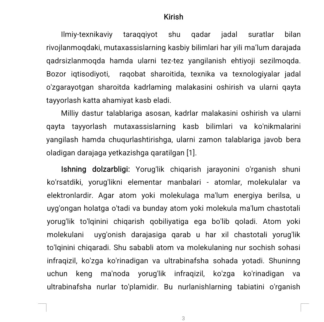 YORUG'LIK BOSIMINI O'LCHASH USULLARINI O'RGANISH