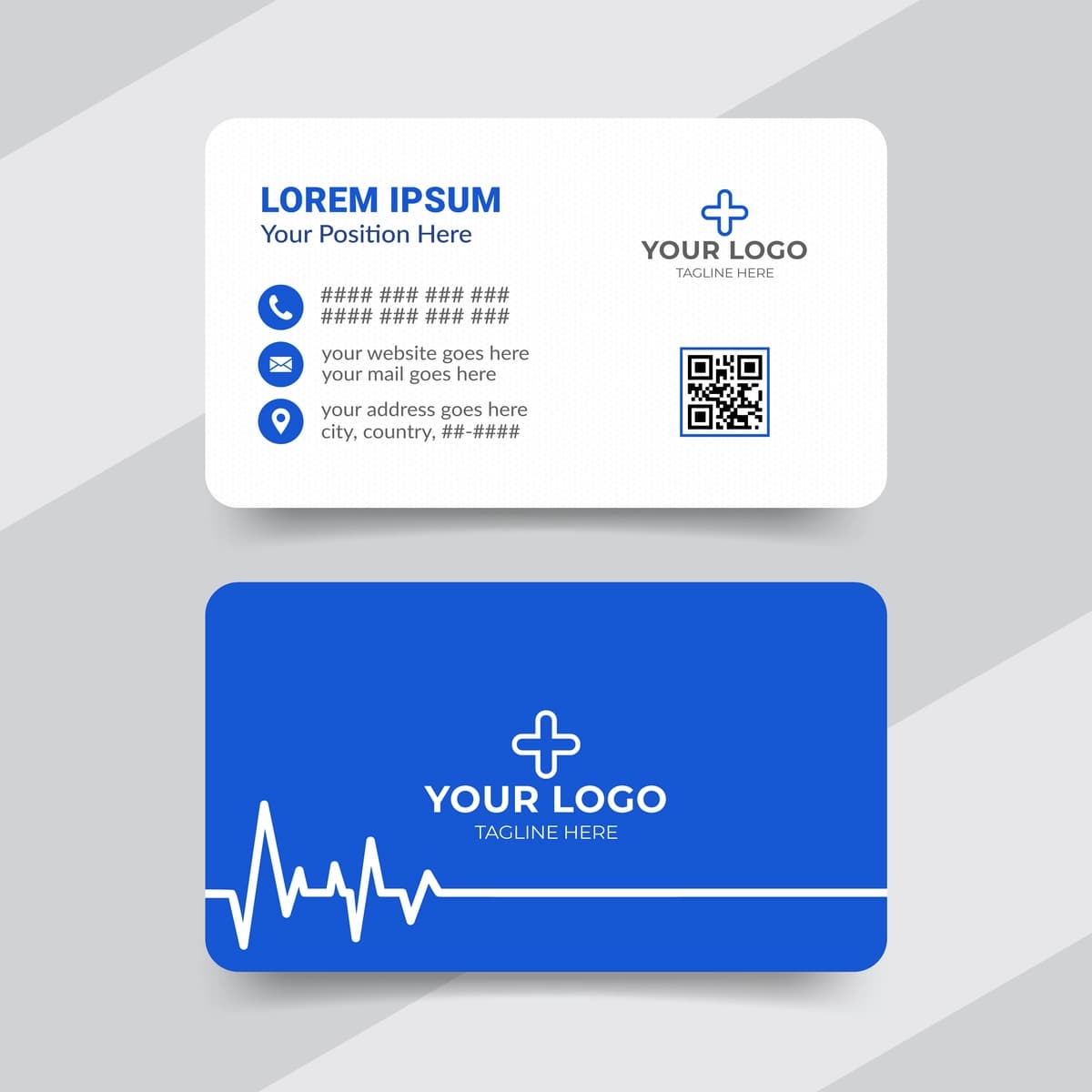Zamonaviy sog'liqni saqlash shifokori tashrif qog'ozi shabloni dizayni old tomoni | Modern healthcare medical doctor business card template design front