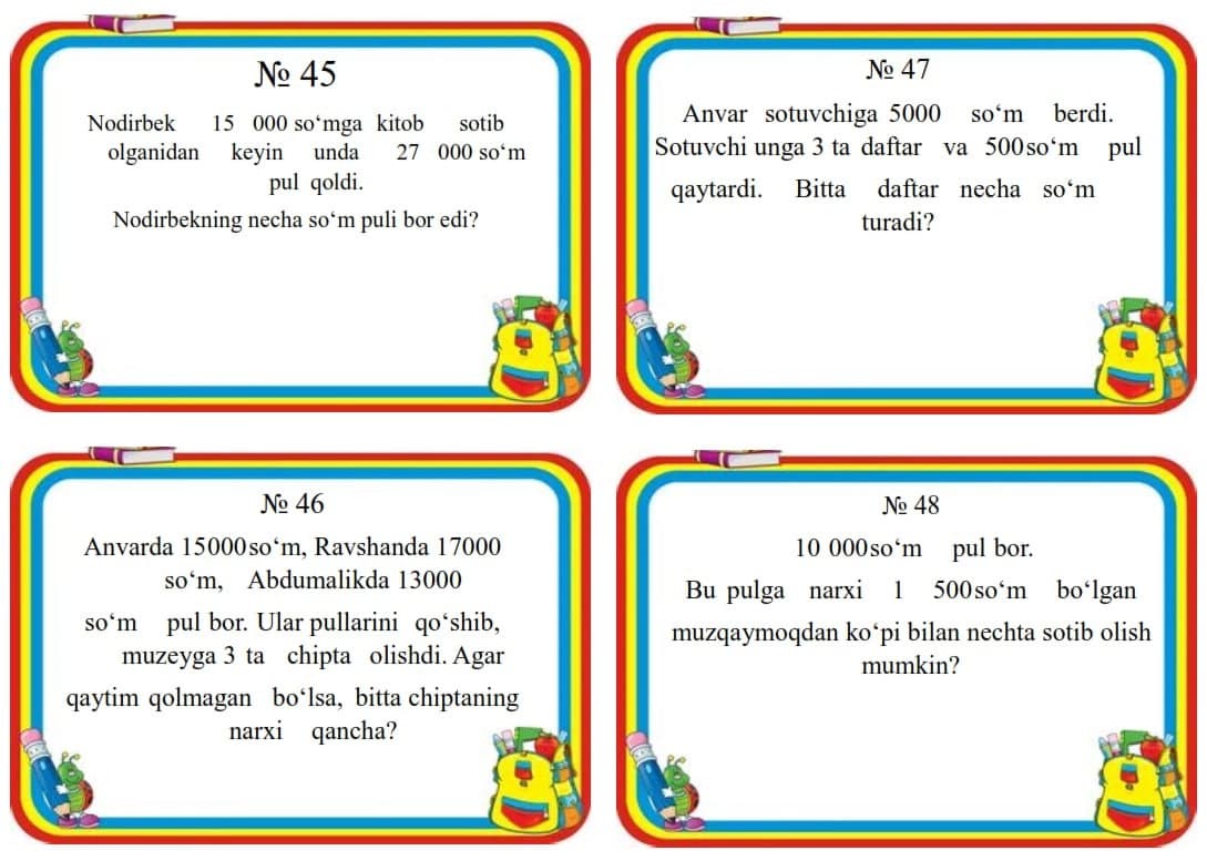 Matematika fanidan masalalar to'plami