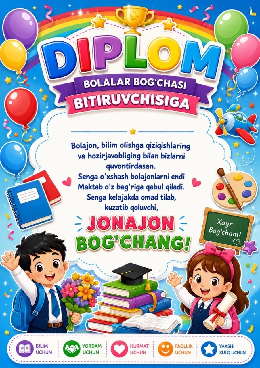 Diplom. Bog'cha bitiruvchisiga
