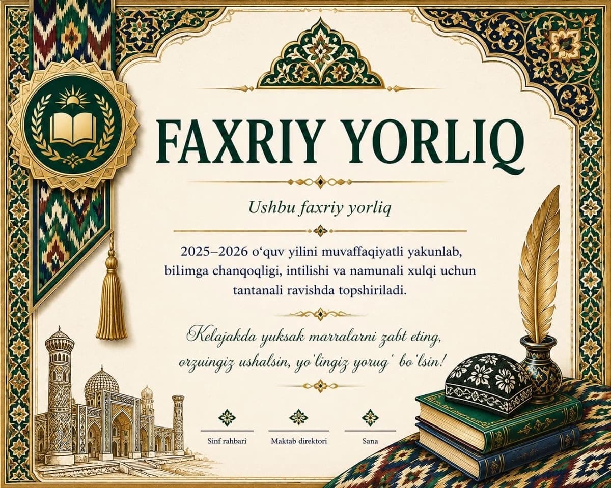 Maqtov yorliq, Faxriy yorliq