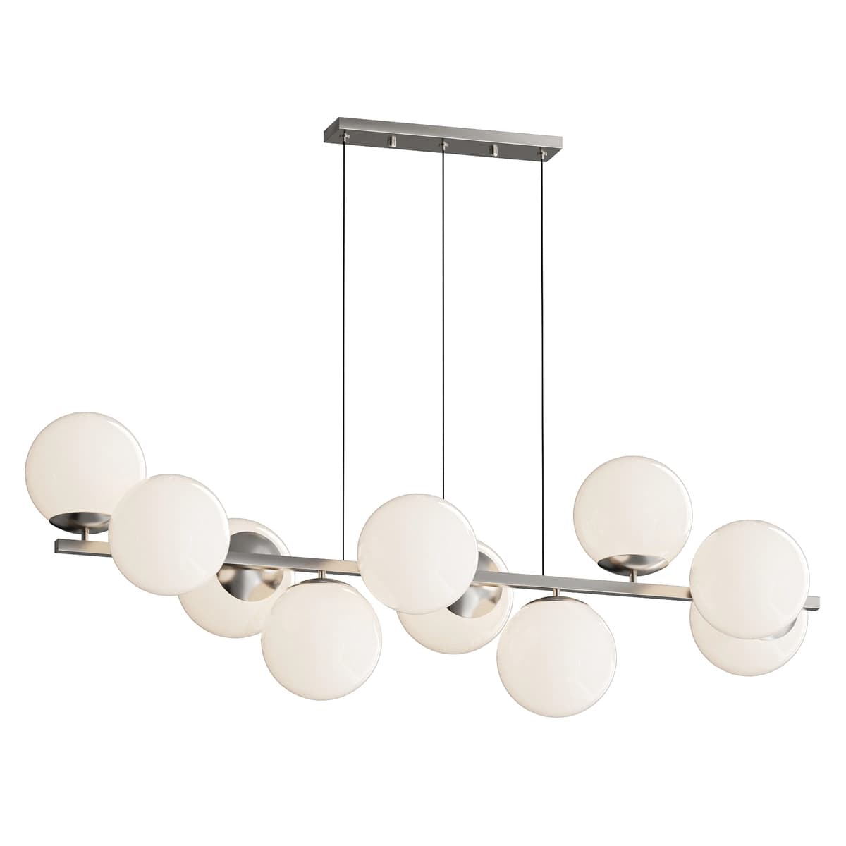 MyFar Aerton Nickel White Glass Molecule Chandelier 10 Light