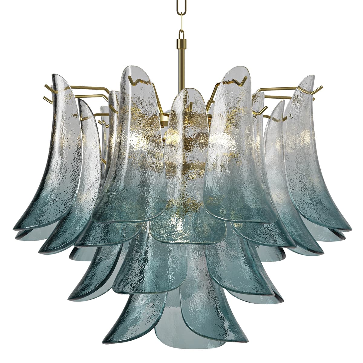 Blue Murano Style Glass Petals Chandelier