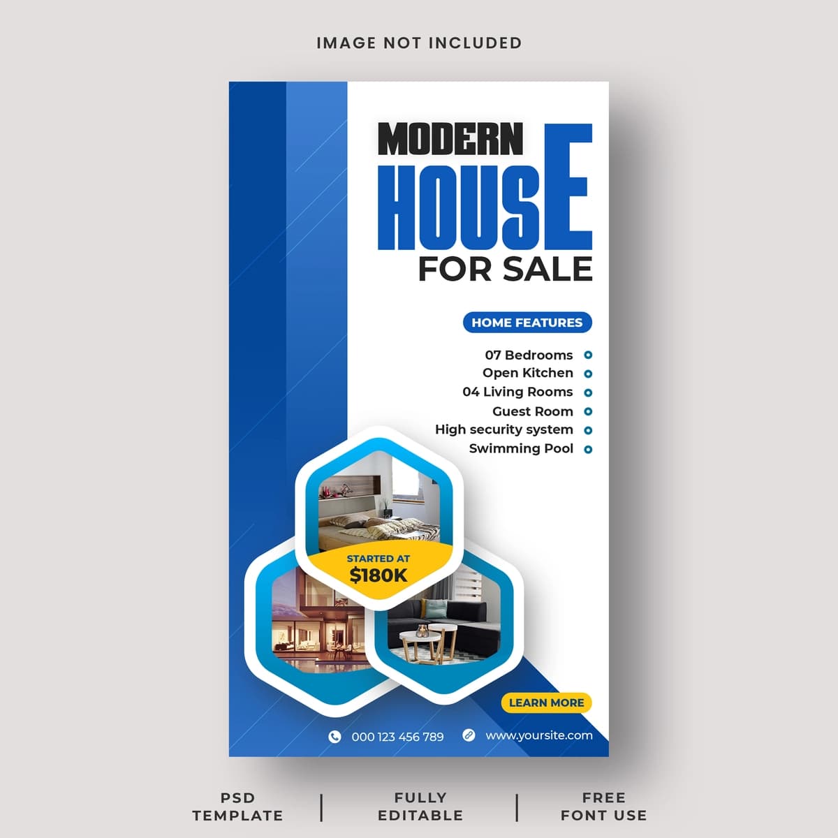 Zamonaviy uy sotuvi ijtimoiy media instagram hikoyasi banner shabloni | Modern house sale social media instagram story banner template