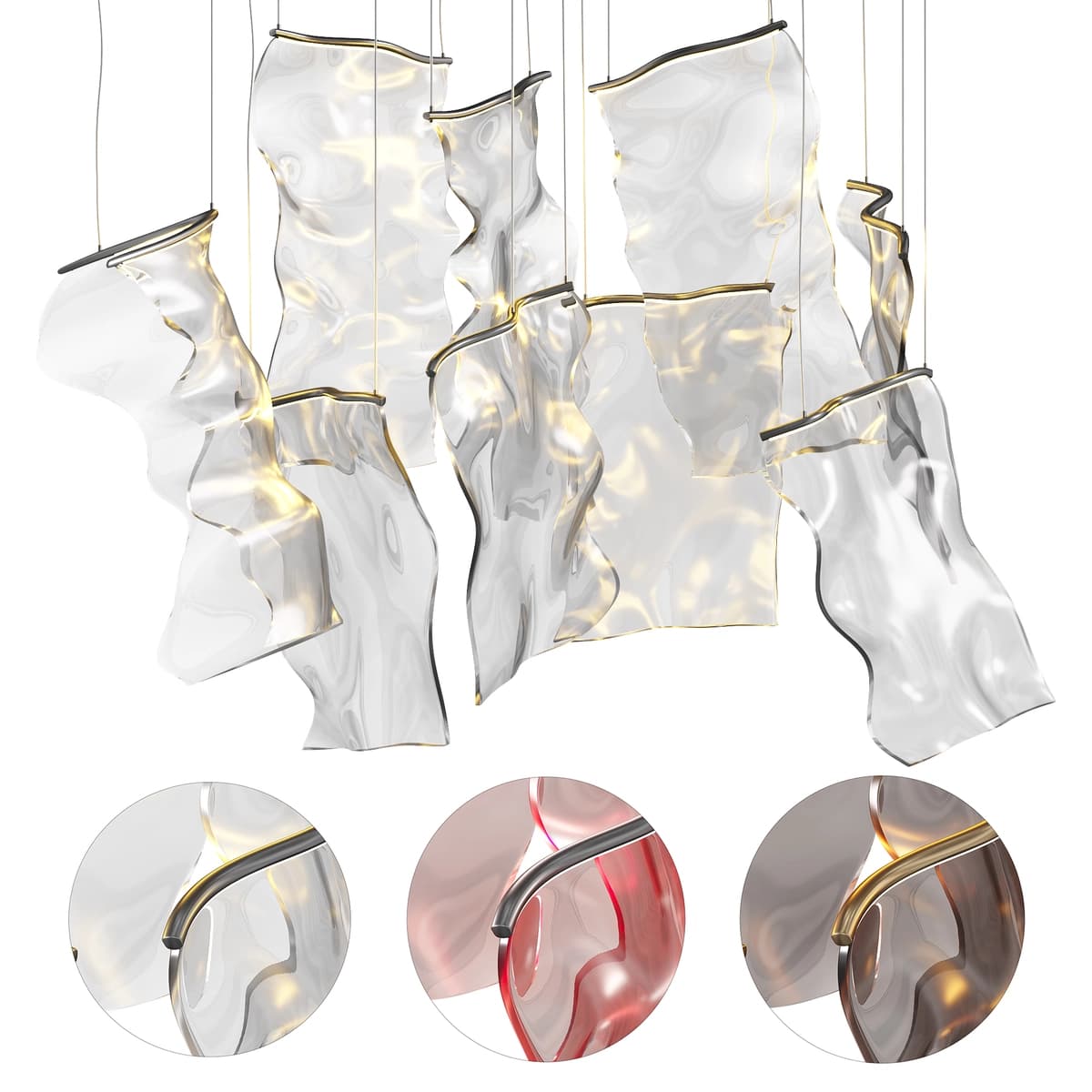 Rinkle 13 Light Rectalinear LED Pendant