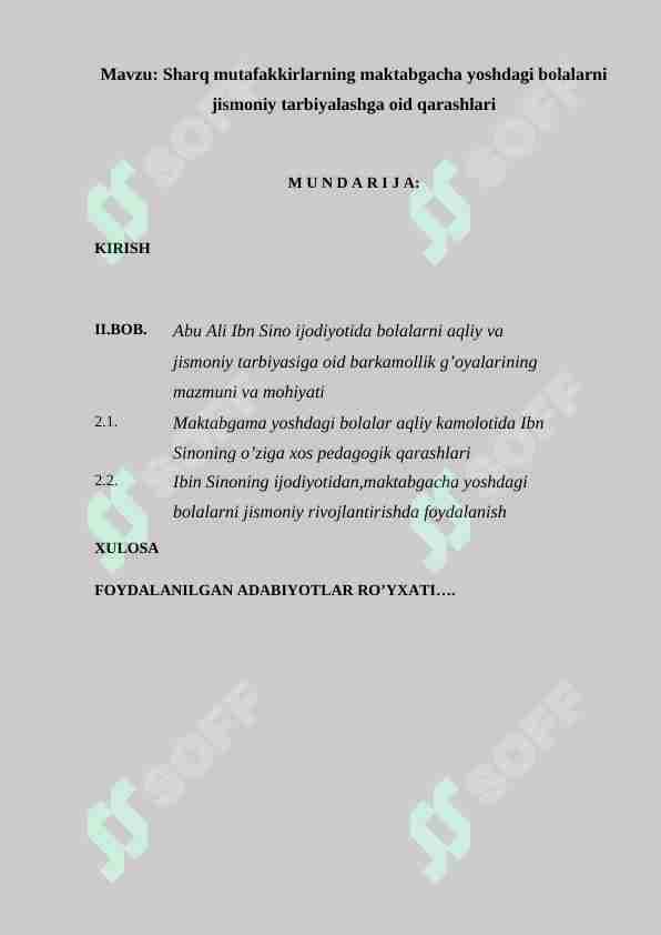 Sharq mutafakkirlarning maktabgacha yoshdagi bolalarni jismoniy tarbiyalashga oid qarashlari