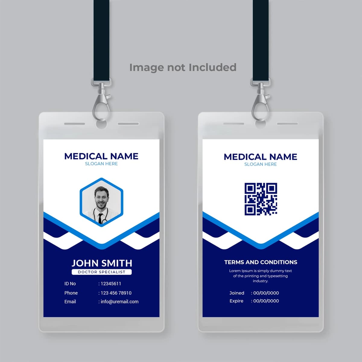 Tibbiy sog'liqni saqlash muassasasi identifikatori dizayni | Medical healthcare establishment id card design