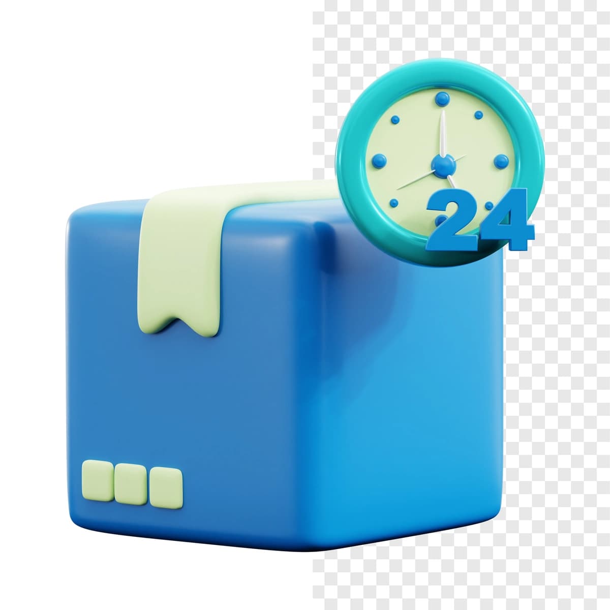 24 soat yetkazib berish 3D piktogramma tasviri | 24 hours delivery 3d icon illustration