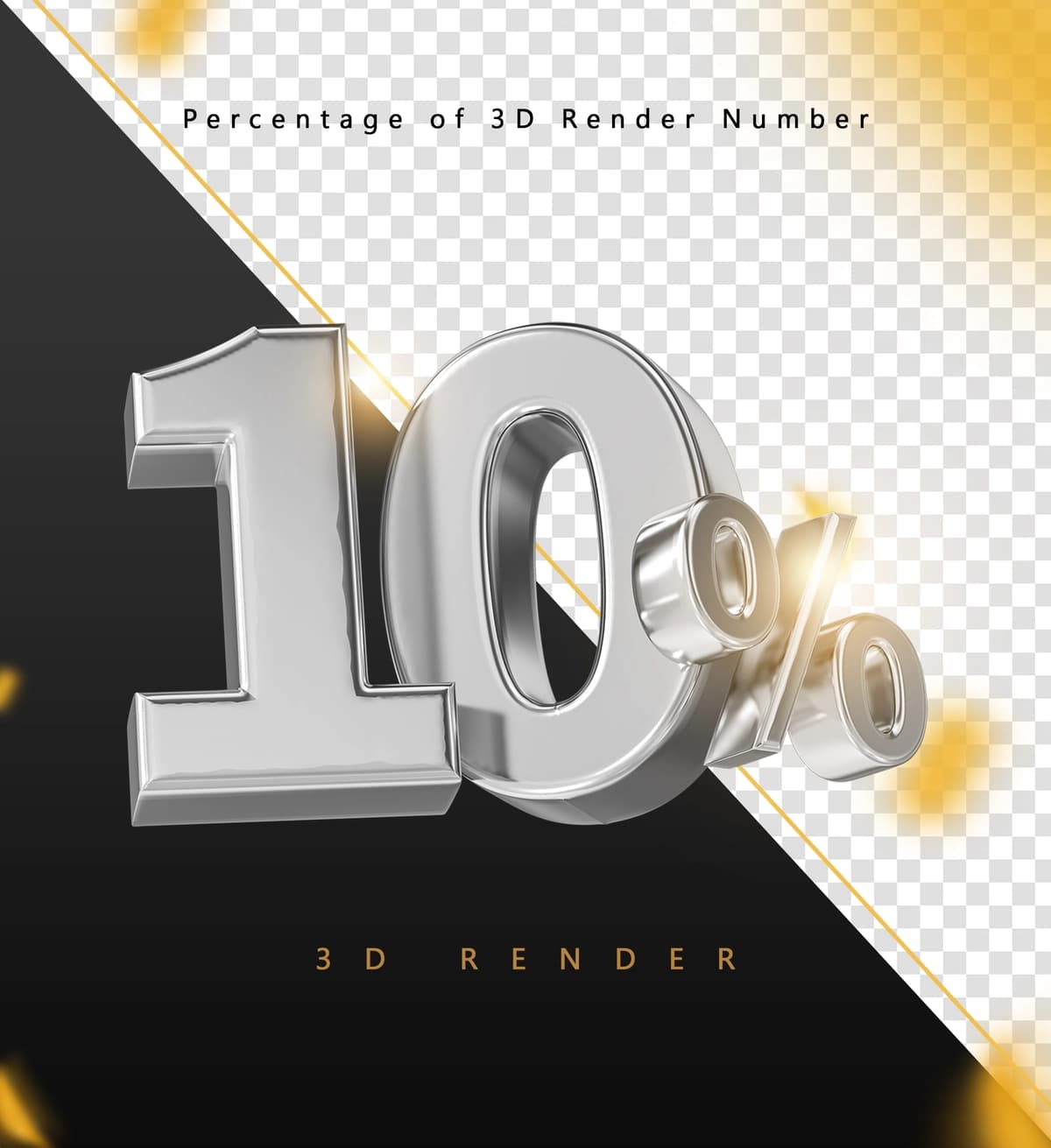 3D tasvirlangan yaltiroq kumush 10 foizli belgi | 3d rendered shiny silver 10 percent symbol