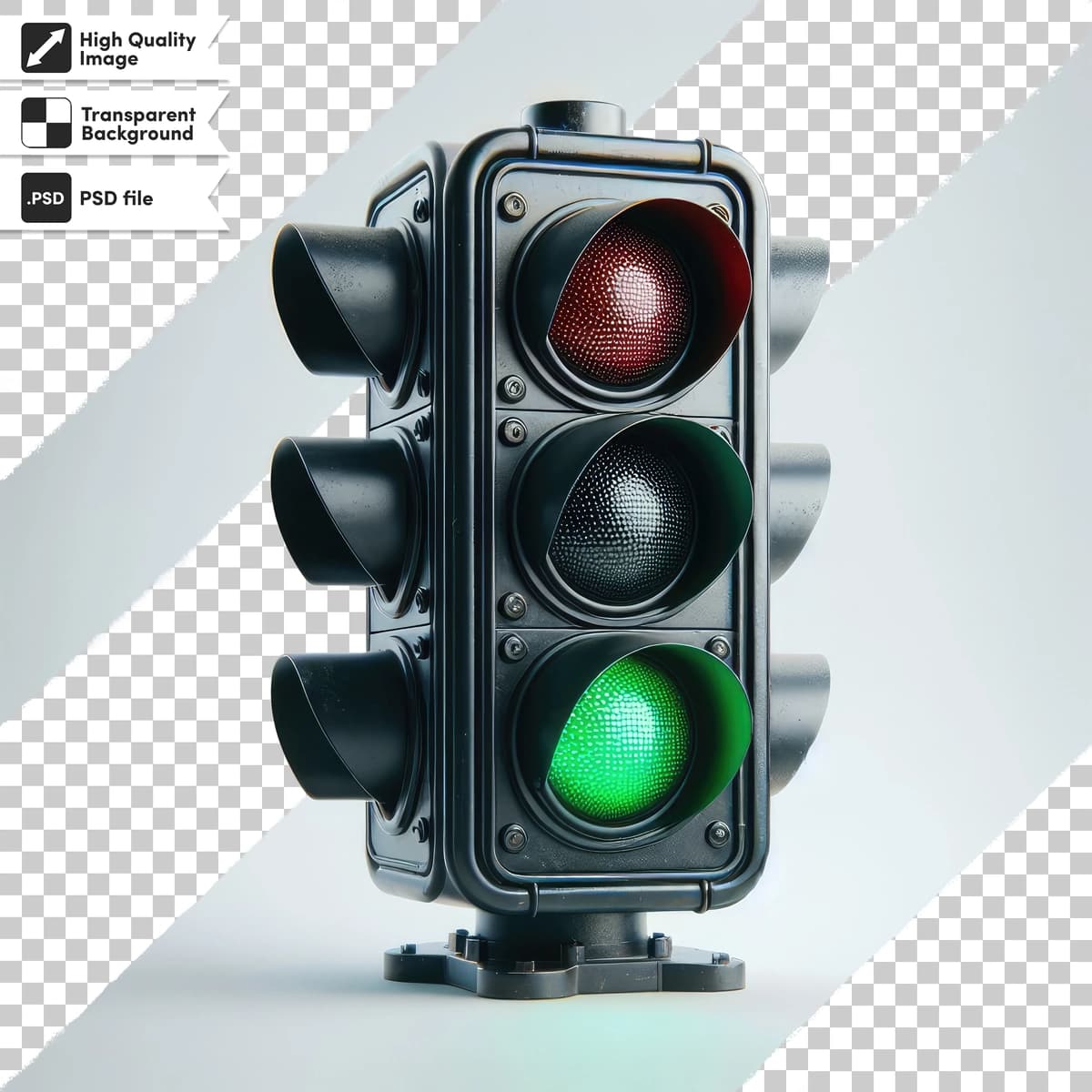 Tahrirlanadigan niqob qatlami bilan Psd svetoforning shaffof foni | Psd traffic light transparent background with editable mask layer