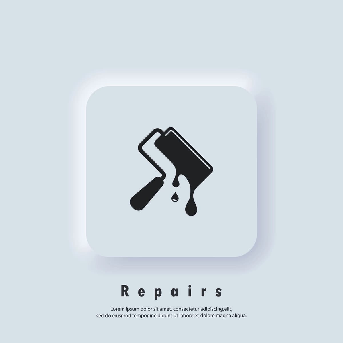 Damlamali logotip bo'yoq tsilindrni piktogramma bo'yoq piktogrammalarini ta'mirlaydi | Repairs logo paint roller with drops repairs icon paint roller icons