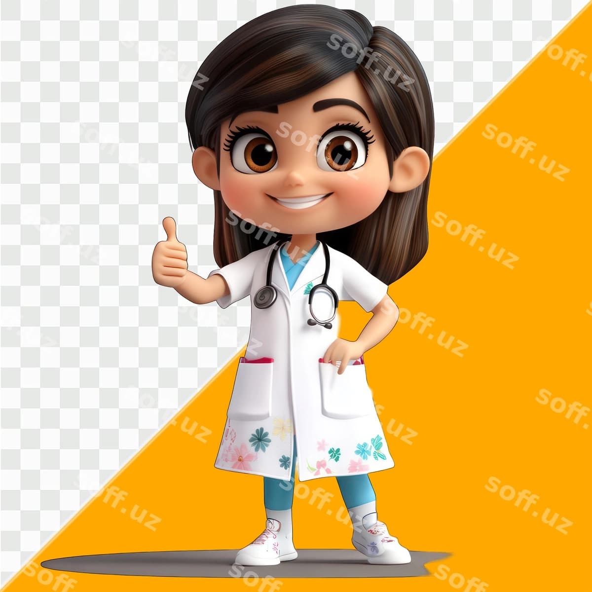 3d karyokat qiz doktor | 3d cartoon girl doctor