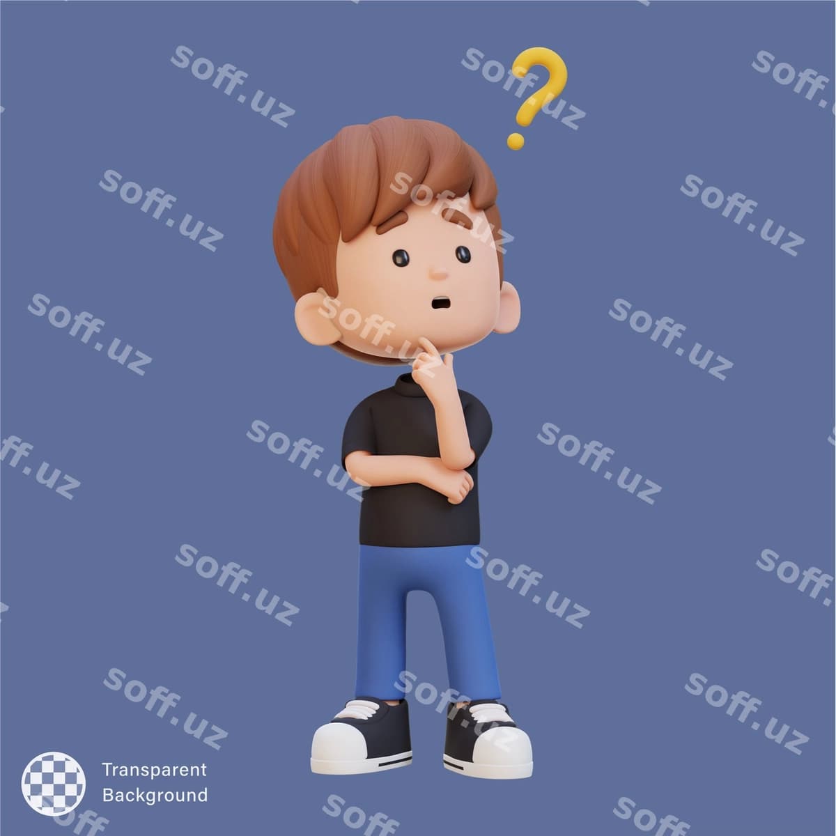 3d chiroyli noaniq bola o'ylayotgan | 3d cute kid thinking clueless