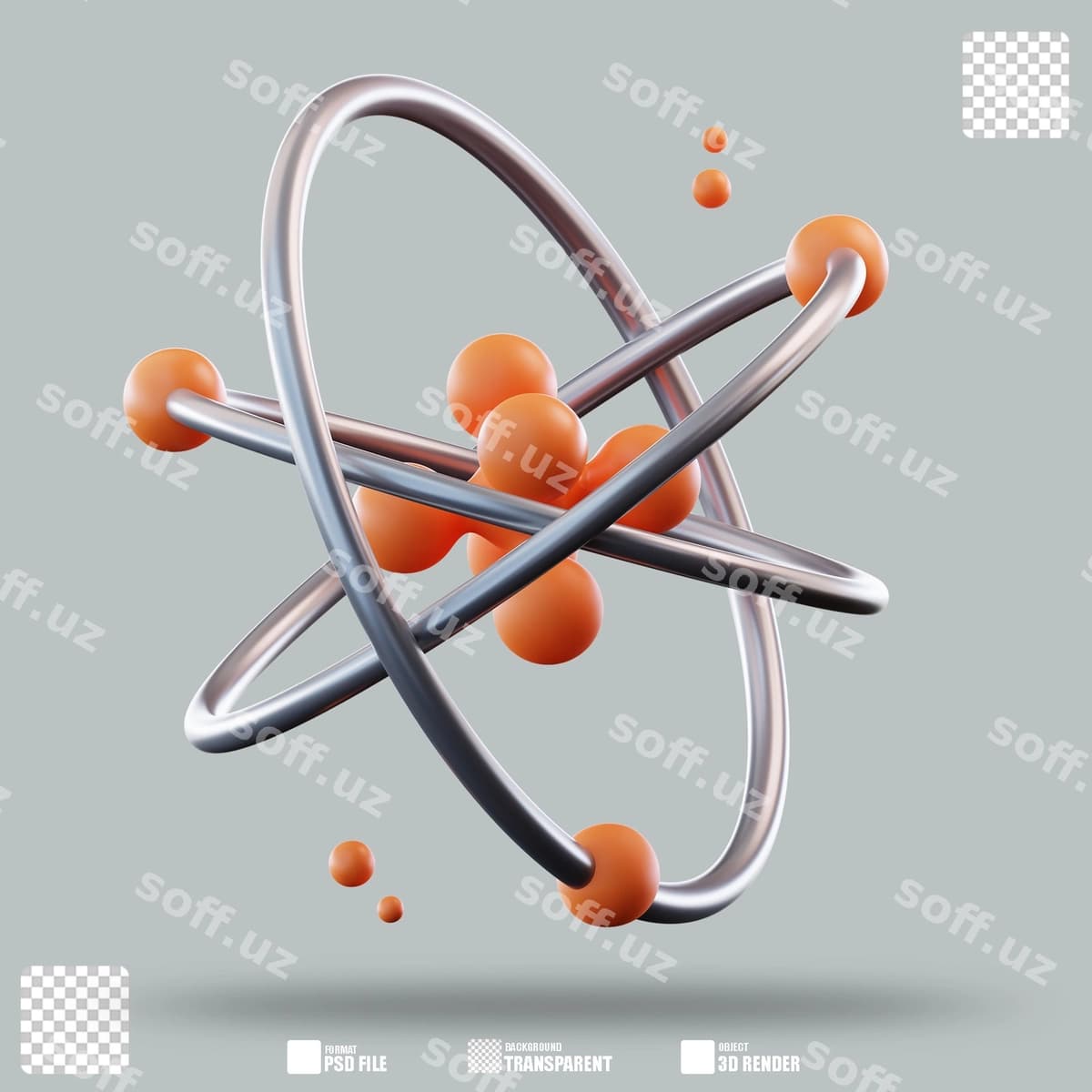 Uch o'lchovli illustratsiya atom 2 | 3d illustration atom 2