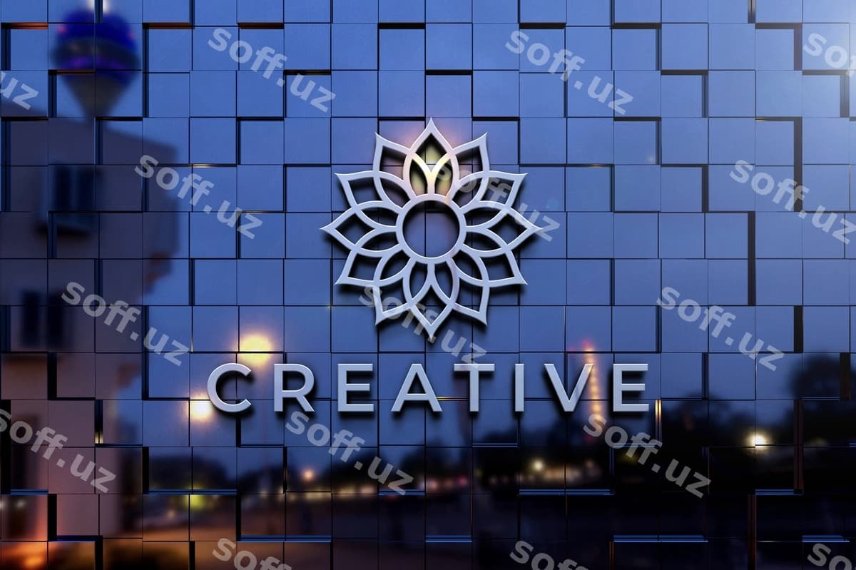 3D logo namuna shisha devor | 3d logo mockup glass wall