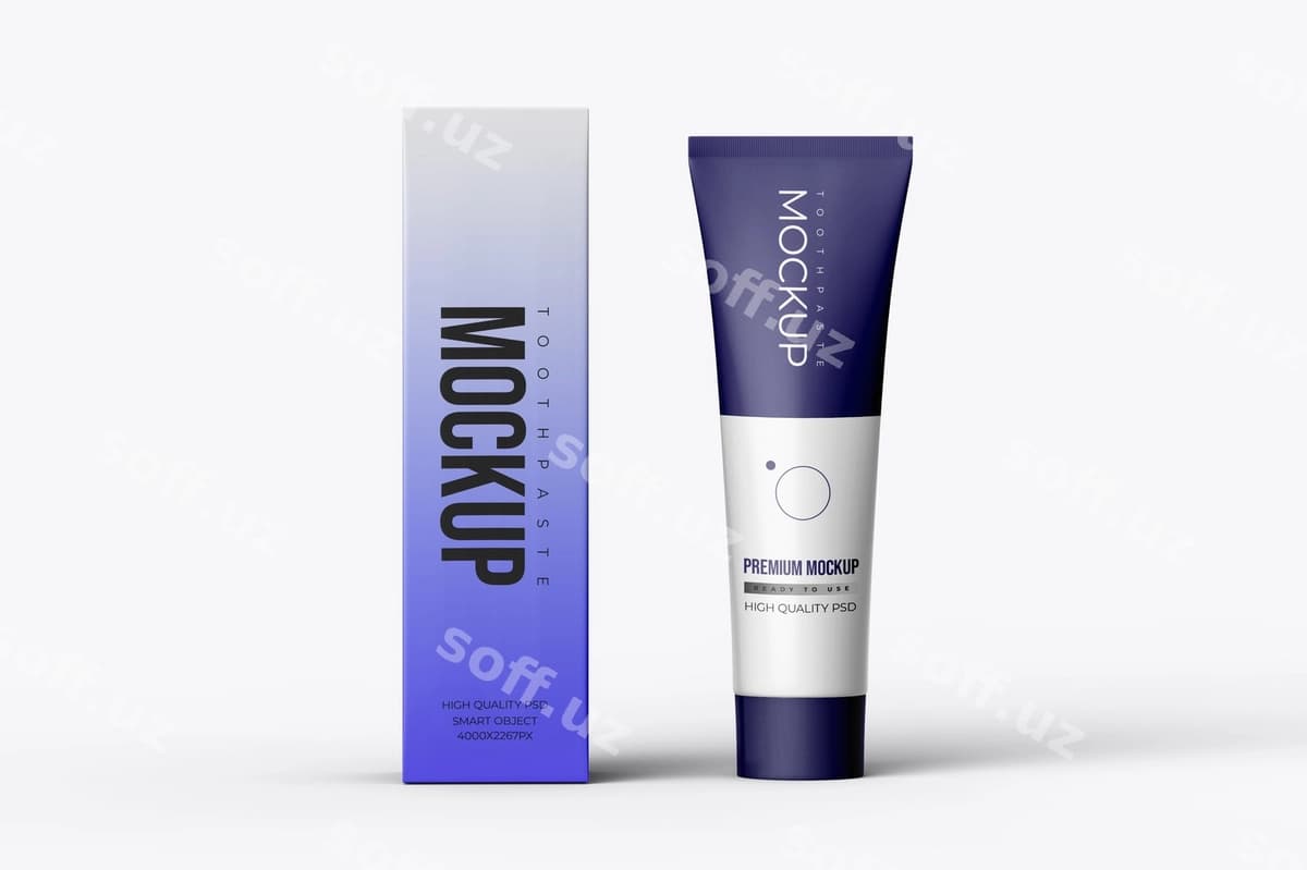 3d mockup paste for box tube | 3d mockup toothpaste box tube