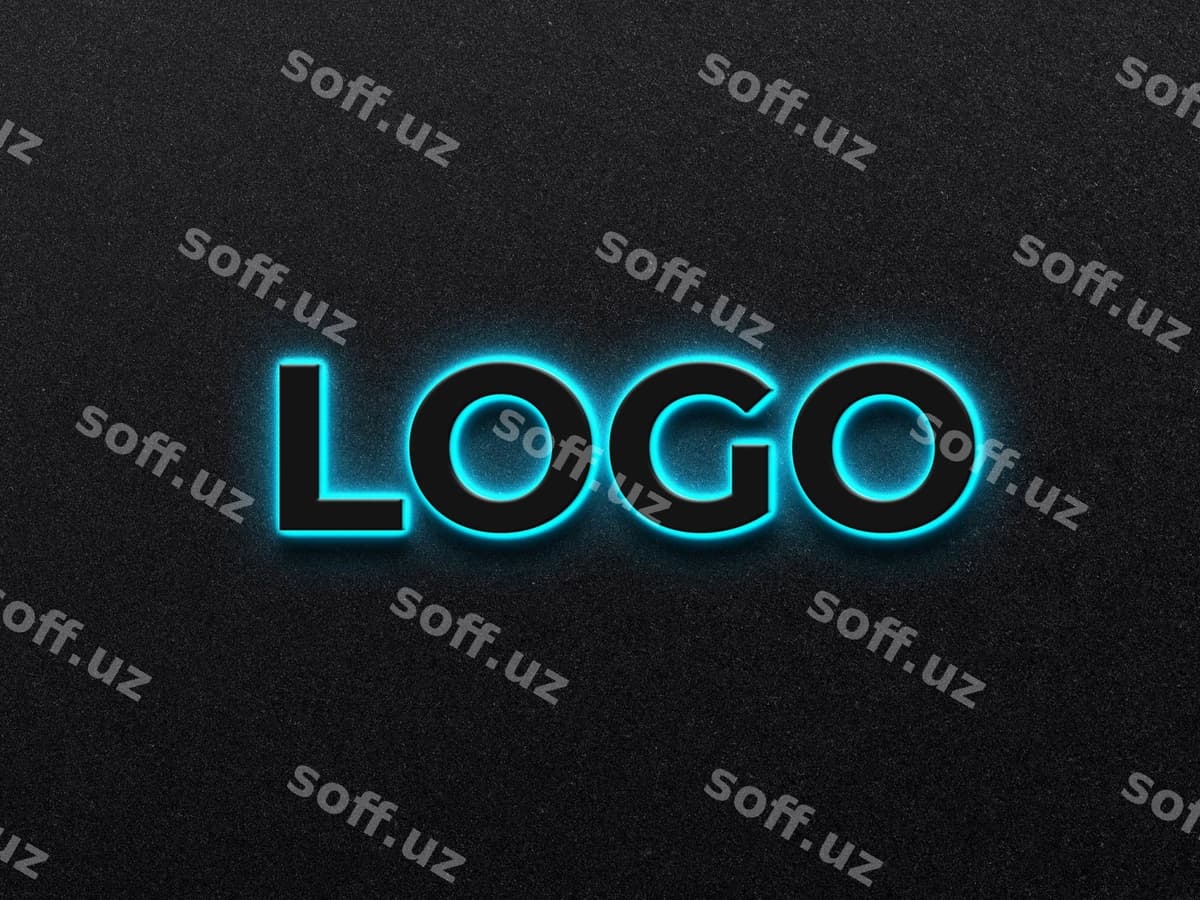 3d neong ko‘k logotip mockup | 3d neon blue logo mockup