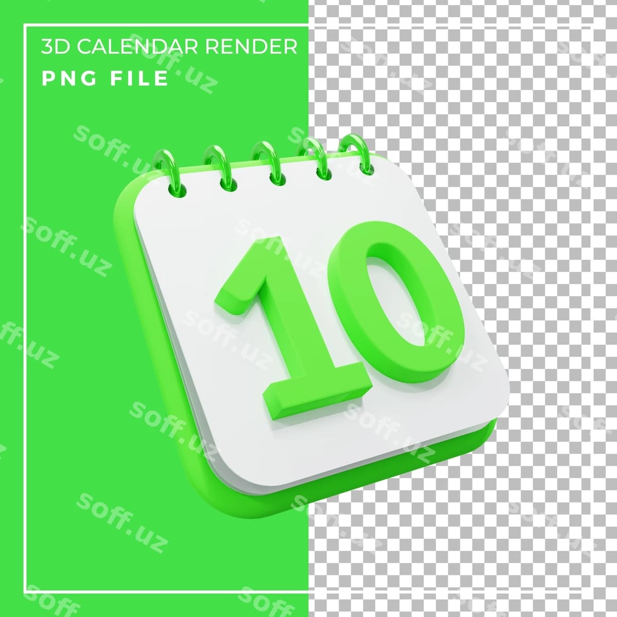3d render kalendar o'n kunlik | 3d render calendar 10 day