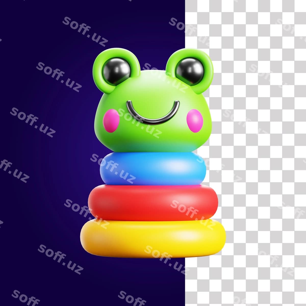 3d o'yinchoq buzmachi illustratsiyasi | 3d toy frog illustration
