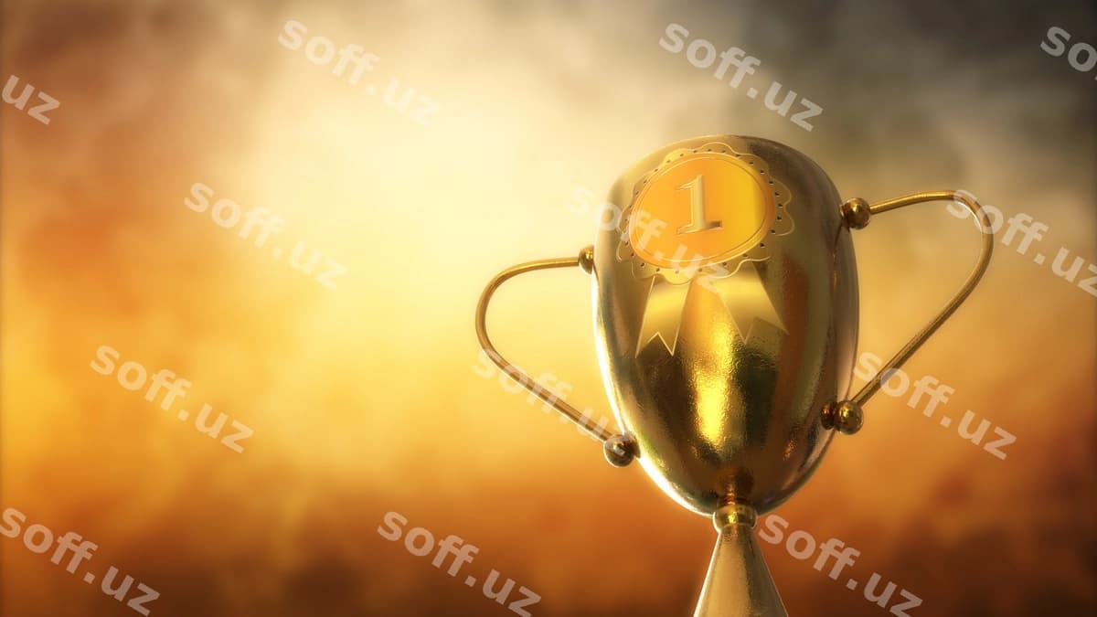 Uch o'lchovli trofey oltin mukofot uch o'lchovli illustratsiya | 3d trophy gold award 3d illustration