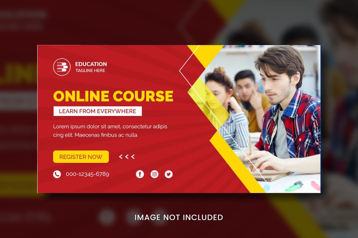 Onlayn o'rganish Facebook bannerining muqovasi | Online learning facebook banner cover