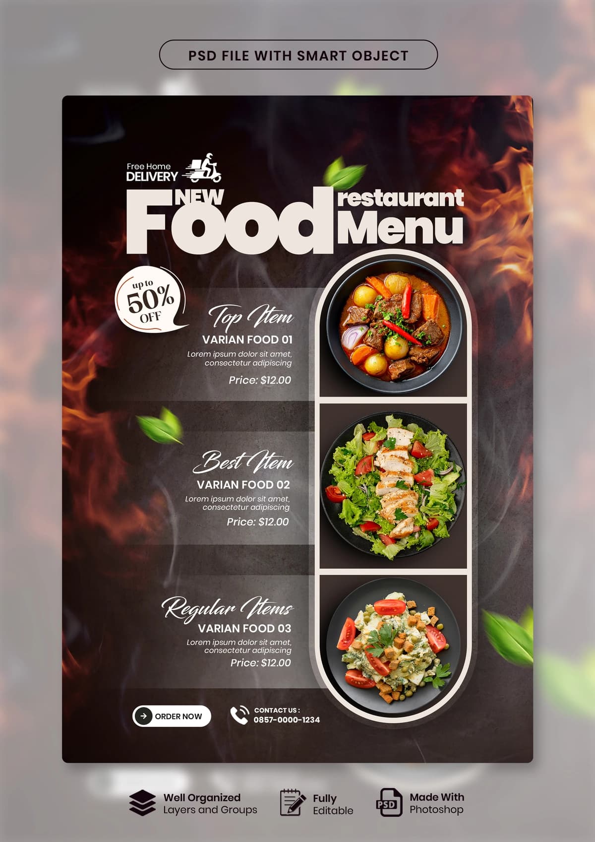 Restoranning maxsus taomlar menyusi plakati dizayni | Restaurant special food menu poster design