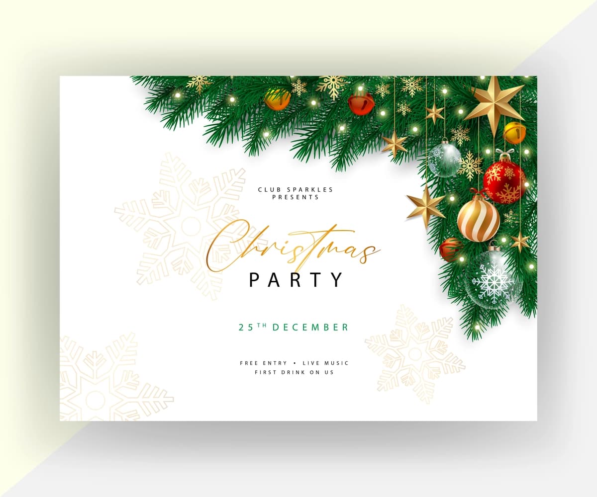 Rojdestvo ziyofatiga taklifnoma dizayni shablonini shirinlik qamishi bilan | Holiday christmas party invitation design template with candy cane