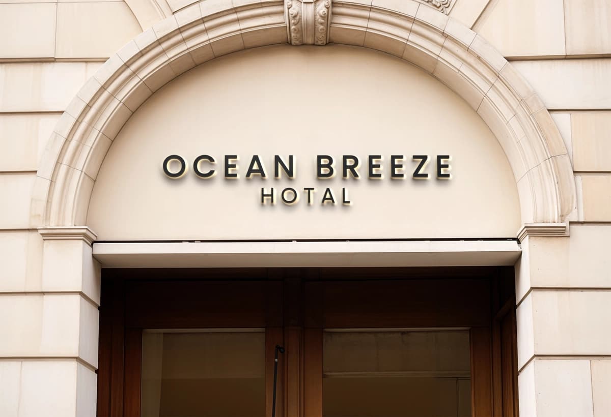 Okean mehmonxonasi yozuvi bor bino | Building with sign that says ocean hotel