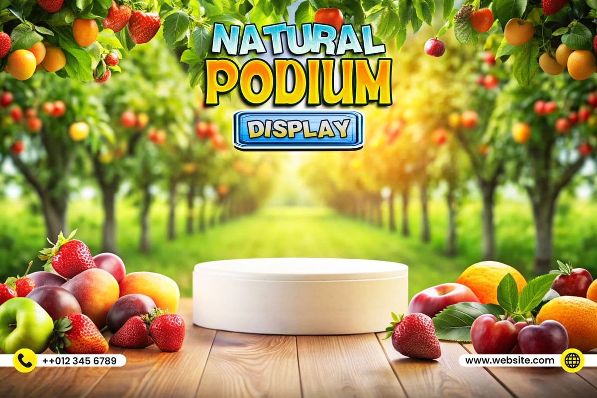 Tabiiy mahsulot namoyishi 3D podium foni | Natural product display 3d podium background