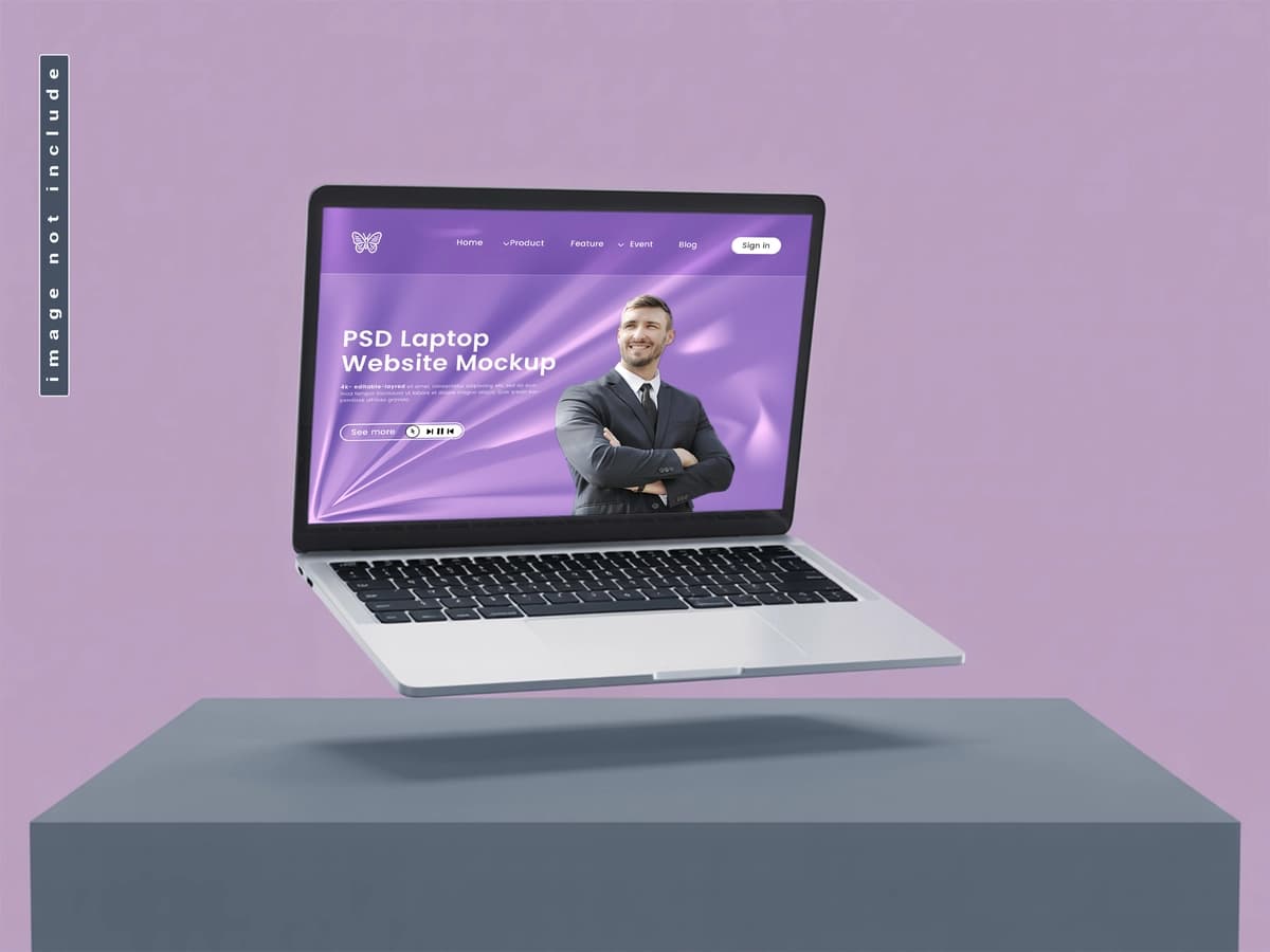 Suzuvchi noutbuk maketi | Floating laptop mockup