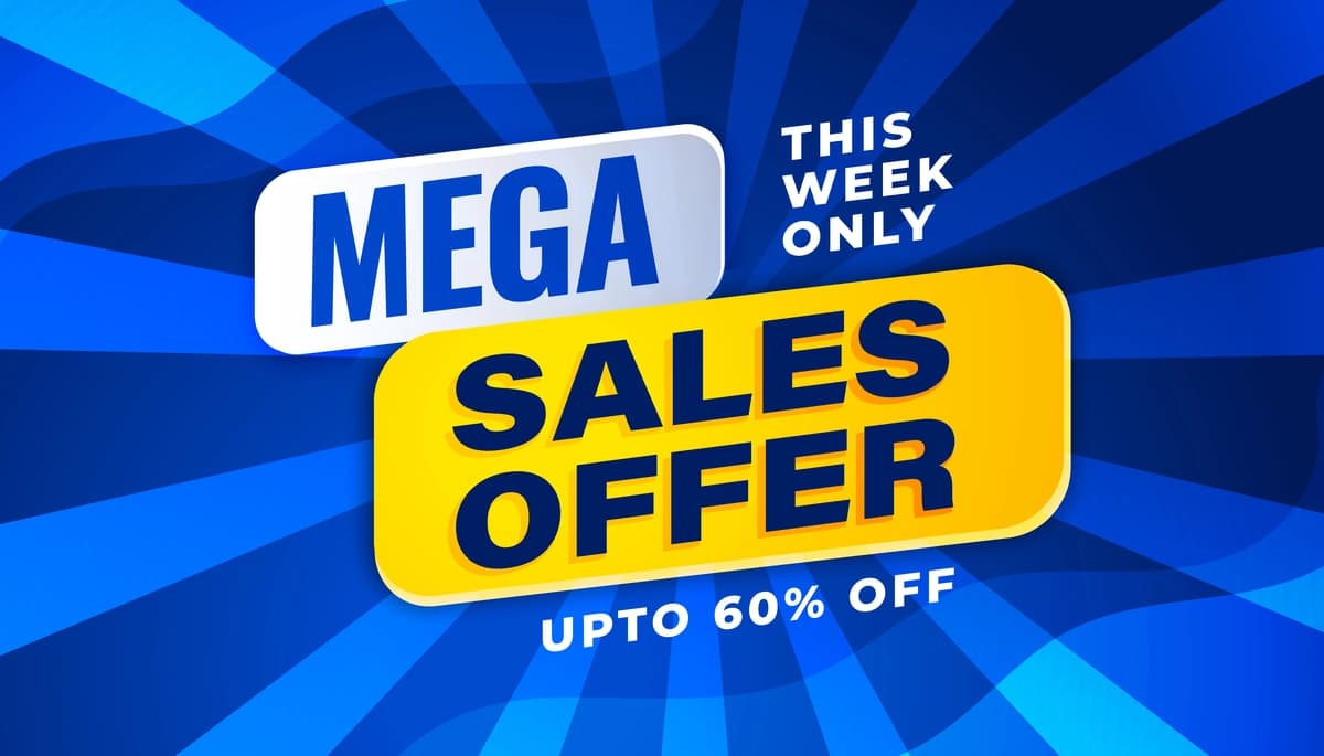 Mega sotuvi gorizontal banner dizayni shablonlarini taklif qiladi | Mega sale offer horizontal banner design templates