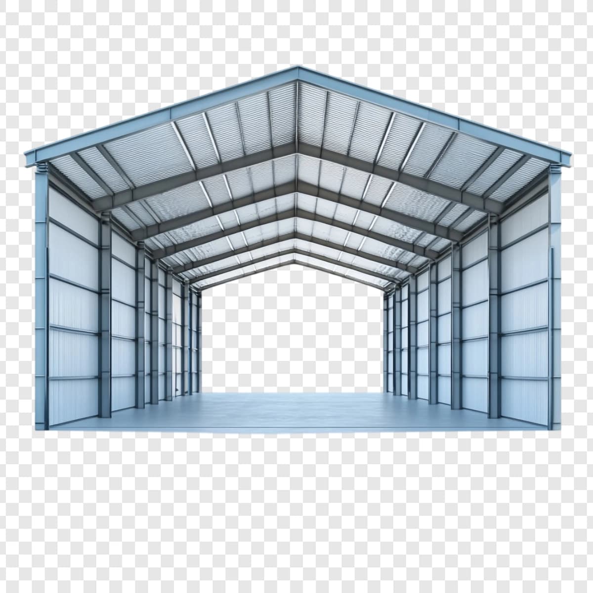 Bo'sh metall ombori keng ichki dizayn sanoat arxitekturasi | Empty metal warehouse spacious interior design industrial architecture