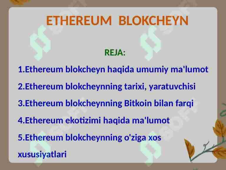 ETHEREUM  BLOKCHEYN