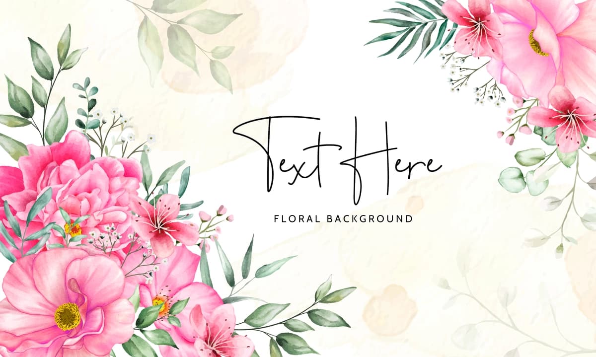 Chiroyli gul barglari tushirilgan gulli fon, akvarel to'plami | Floral background with beautiful flower leaves watercolor set